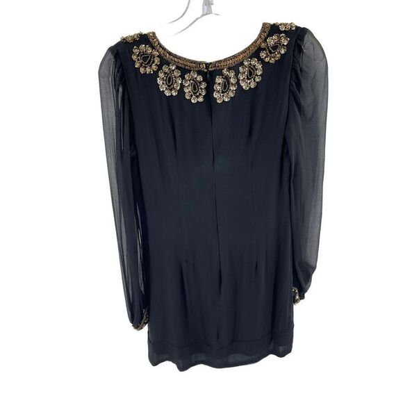 French Connection Women's Black Mini Dress With Beads Sequins Size 4 - Picture 5 of 15